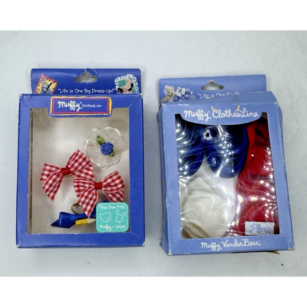 Muffy  VanderBear Accessories Shoes socks Hair Bows Red White Blue Boxed VTG